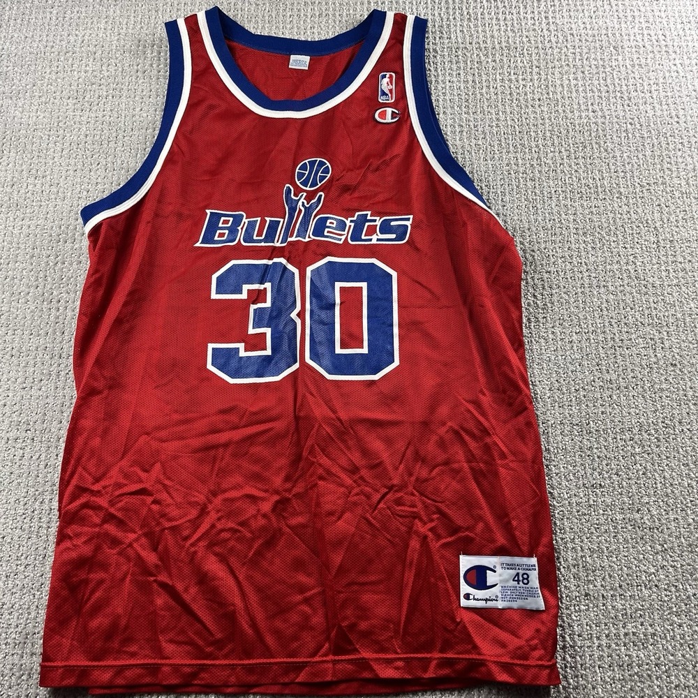 VTG Champion Washington Bullets 30 Rasheed Wallace NBA Jersey Red Size 48